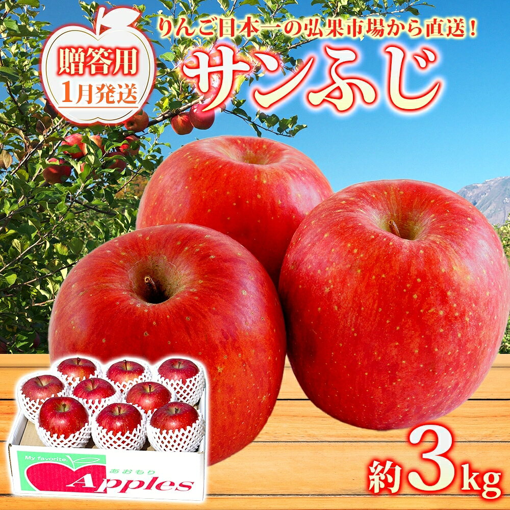 【ふるさと納税】 【1月発送】 贈答用 サンふじ 約3kg りんご 林檎 リンゴ 果物 フルーツ くだもの 旬 青森県産 お取り寄せ 贈り物 プレゼント 人気 東北 名産 常温 産地直送 送料無料 青森県 西目屋村　お届け：2027年1月中｜価格・送料・ポイント還元まとめ
