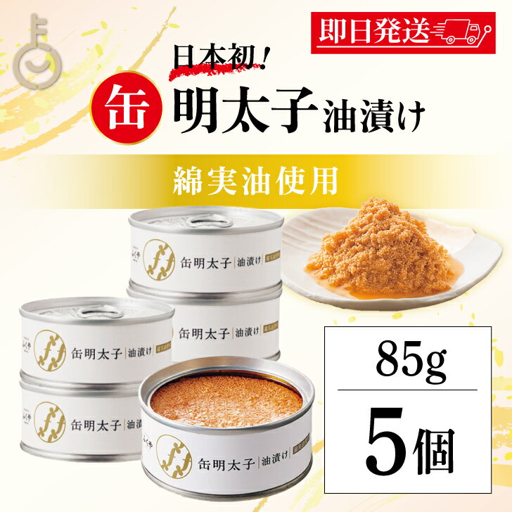 【マラソン限定！最大2000円OFF】 ふくや 缶明太子 油漬け 85g 5個 明太子 おつまみ めんたいこ 子明太子 油漬け ギフト プレゼント お返し キャンプ飯 人気 綿実油 めんじつゆ かんめんたいこ グルメ缶詰 ご飯のお供 博多土産 プチギフト 常温保存 粗品 缶詰 福袋｜価格・送料・ポイント還元まとめ｜レビュー5件